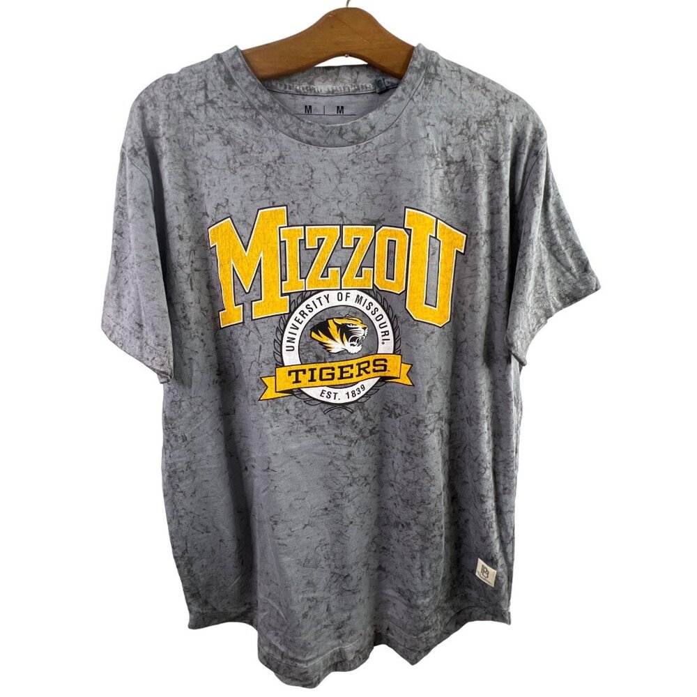 Pressbox University Of Missouri Mizzou Medium Washed Gray Logo T-Shirt 60% Cotto